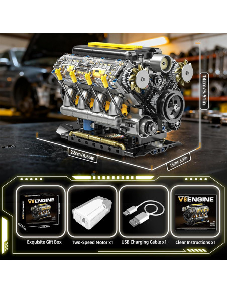 Kit de Construcción Motor V8 BseSparklion 905 Piezas STEM