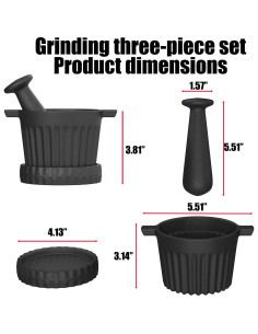 Juego de Mortero y Mano de Hierro Fundido Aurionix 3-en-1 2