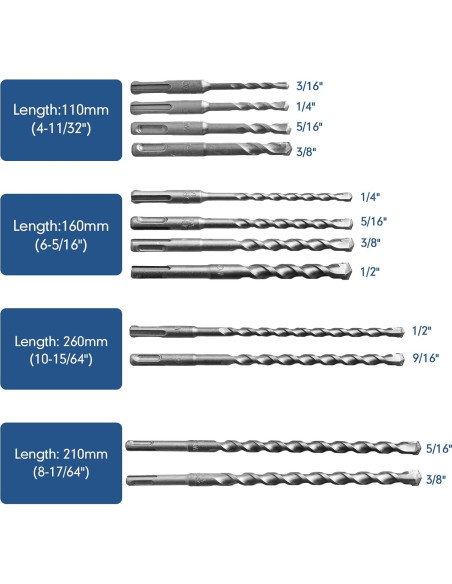 Juego de 17 Piezas Brocas y Cinceles YOSIGHT SDS-Plus