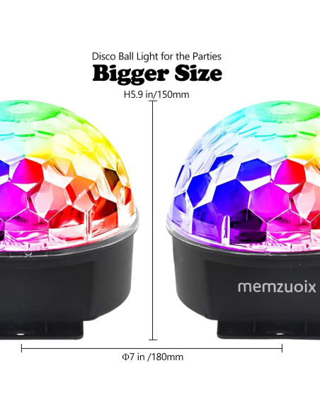 Esfera de Disco DJ Memzuoix L-T03 Luz Estroboscópica 17.78 cm
