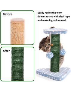 Cuerda de Sisal Verde 6mm x 10m para Rascador de Gato Juomid 2