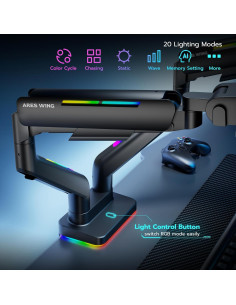 Soporte Doble para Monitor ARES WING 17-35" Negro RGB Ajustable 2