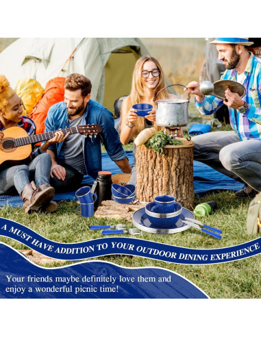 Juego de Utensilios de Camping Nuogo 24 Piezas Azul