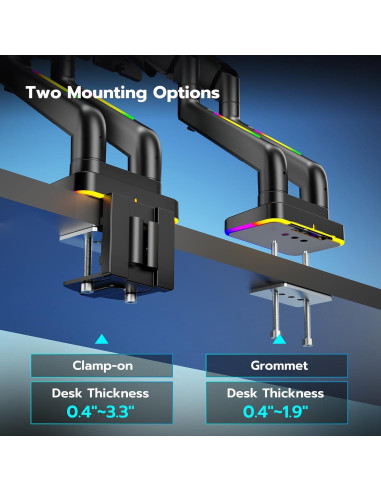 Soporte Doble para Monitor ARES WING 17-35" Negro RGB Ajustable