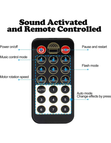 Esfera de Disco DJ Memzuoix L-T03 Luz Estroboscópica 17.78 cm