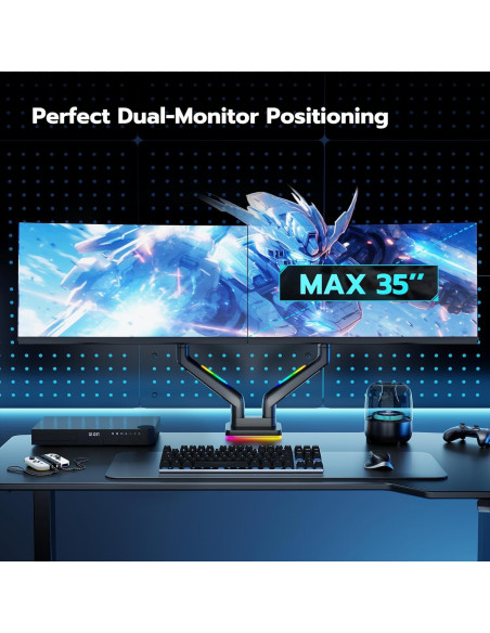 Soporte Doble para Monitor ARES WING 17-35" Negro RGB Ajustable