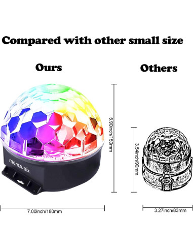 Esfera de Disco DJ Memzuoix L-T03 Luz Estroboscópica 17.78 cm