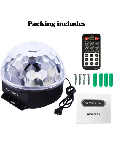 Esfera de Disco DJ Memzuoix L-T03 Luz Estroboscópica 17.78 cm
