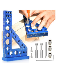 Escuadra de Carpintero 8-en-1 Idealiveny Azul 14x8.9cm