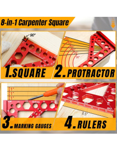 Escuadra de Carpintero 8-en-1 Idealiveny Azul 14x8.9cm 2