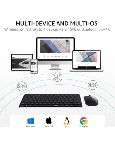 Combo Teclado y Ratón Inalámbrico Rapoo 9010M, Bluetooth 5.0, 4 Dispositivos 2