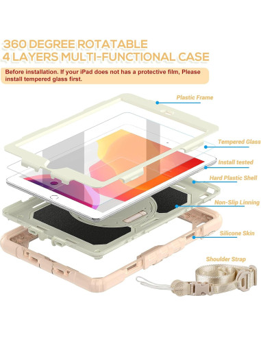 Funda BLOSOMEET Rosa para iPad 10.2" 9na/8va/7ma Gen con Protector