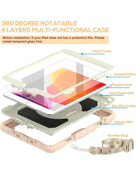 Funda BLOSOMEET Rosa para iPad 10.2" 9na/8va/7ma Gen con Protector