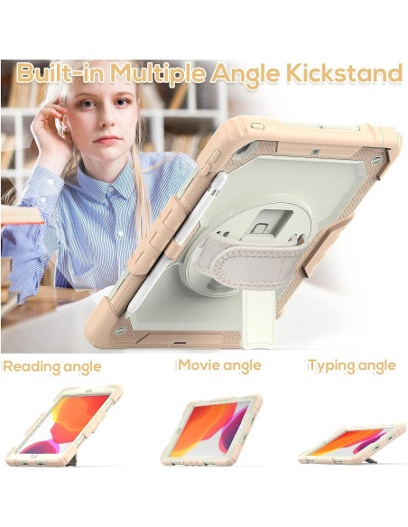 Funda BLOSOMEET Rosa para iPad 10.2" 9na/8va/7ma Gen con Protector