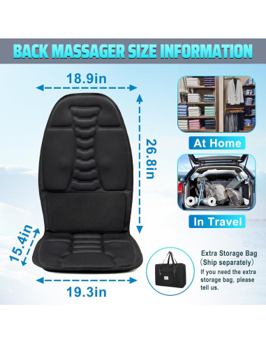 Masajeador de Espalda Comrelax con Calor y Vibración 20x12cm