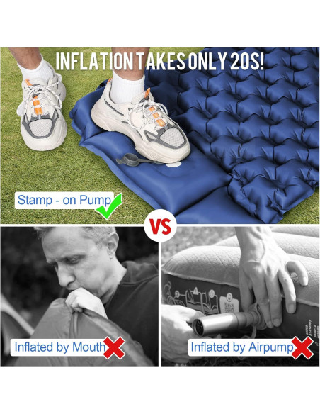 Almohadilla Inflable WANNTS para Camping 190.5x63.5cm Azul