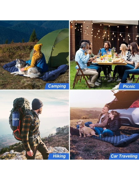 Almohadilla Inflable WANNTS para Camping 190.5x63.5cm Azul