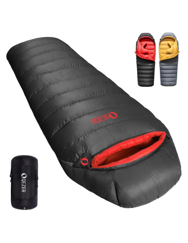 Saco de Dormir QEZER de Plumas 0C XL para 2 Personas