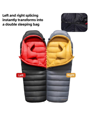 Saco de Dormir QEZER de Plumas 0C XL para 2 Personas