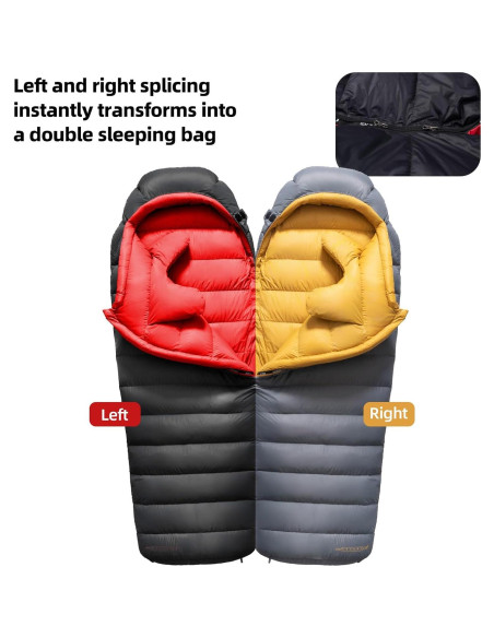 Saco de Dormir QEZER de Plumas 0C XL para 2 Personas