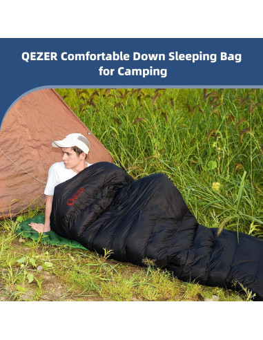 Saco de Dormir QEZER de Plumas 0C XL para 2 Personas