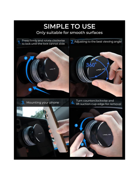 Soporte Magnético Ajustable 360 MRGLAS para Teléfono - Negro