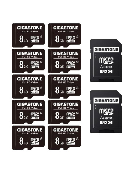 GIGASTONE 8GB Tarjeta Micro SD Paquete de 10 Full HD