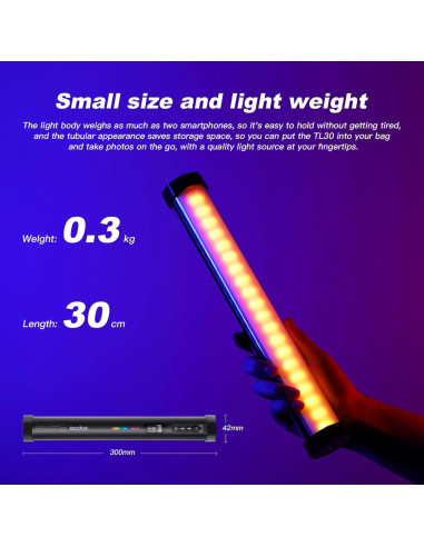 Godox TL30 4Pack Tubos de Luz RGB Portátiles 2700-6500K