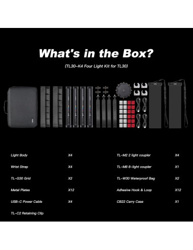 Godox TL30 4Pack Tubos de Luz RGB Portátiles 2700-6500K