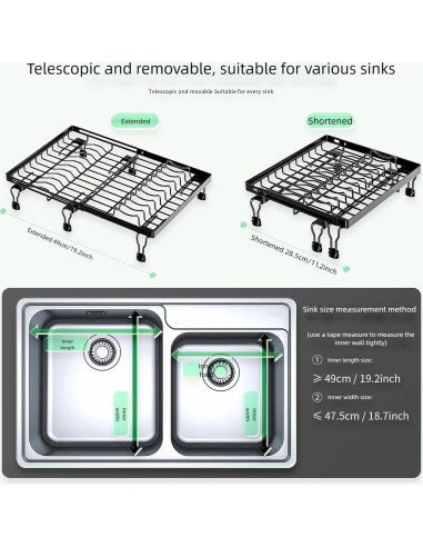 Estante Expandible para Secar Platos BBXTYLY Ajustable 28-48 cm