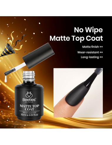 Capa Superior Mate Beetles 15ml para Esmalte de Uñas en Gel