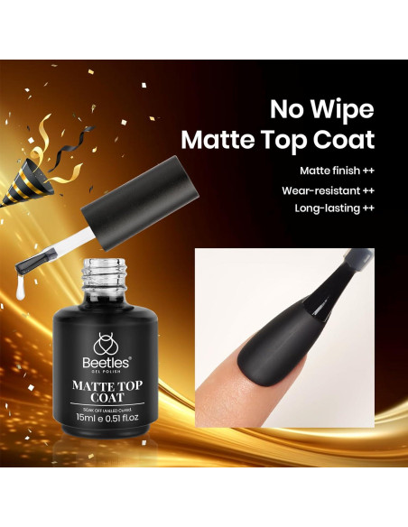 Capa Superior Mate Beetles 15ml para Esmalte de Uñas en Gel