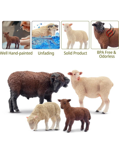 Toymany 8PCS Figuras de Ovejas Realistas Juguetes Educativos