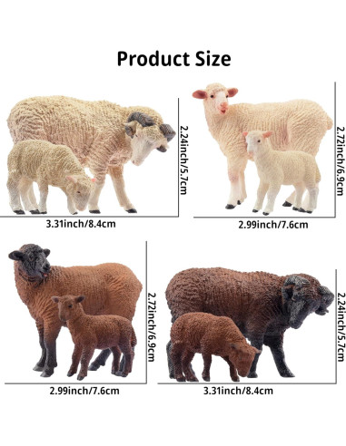 Toymany 8PCS Figuras de Ovejas Realistas Juguetes Educativos
