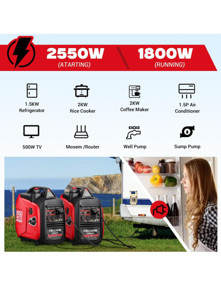 Generador Inversor POXURIO 2550W Gasolina Super Silencioso