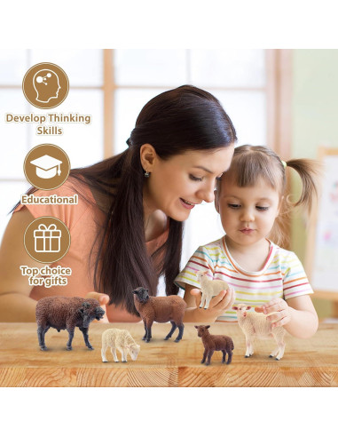 Toymany 8PCS Figuras de Ovejas Realistas Juguetes Educativos