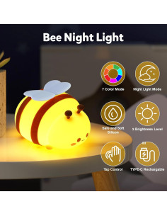 Luz Nocturna Abeja Ollycasa LED Táctil Regulable 8.89cm 2