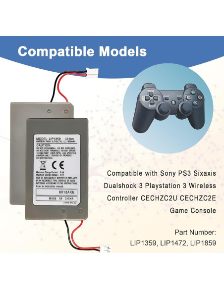 Baterías LIP1359 para Controlador PS3 Sony Dualshock 3 - 2 Piezas