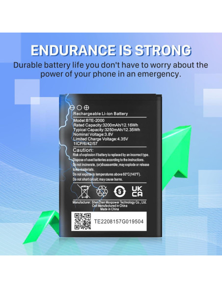 Batería de Reemplazo KOOAQQ BTE-2000 3200mAh para CAT S22