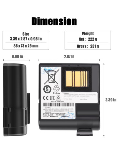 Batería Li-Ion 4900mAh para Zebra QLN420 ZQ630