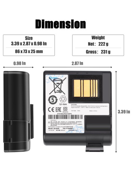 Batería Li-Ion 4900mAh para Zebra QLN420 ZQ630