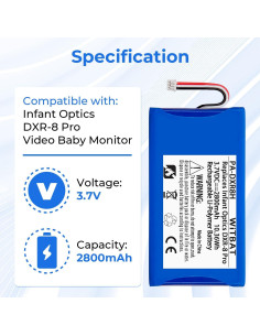 Batería de Reemplazo LP 2800mAh 3.7V para Monitor Infant Optics DXR-8 Pro 2