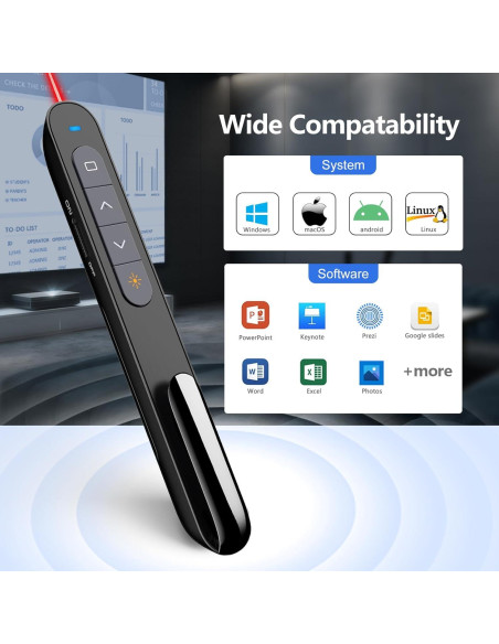 Clicker de Presentación Inalámbrico Norwii N76 Recargable 100m