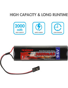 Batería NiMH Tenergy 9.6V 2000mAh Hitec para Receptores RC 2