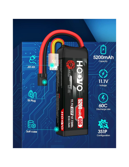 Batería LiPo HOOVO 11.1V 5200mAh 60C para RC