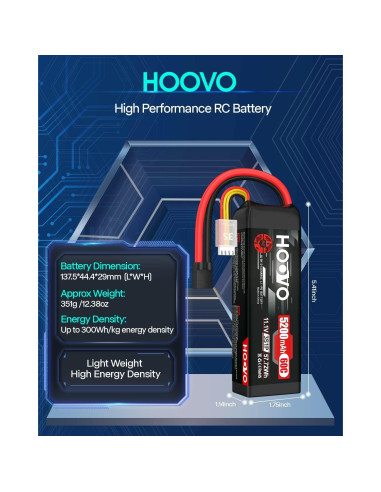 Batería LiPo HOOVO 11.1V 5200mAh 60C para RC