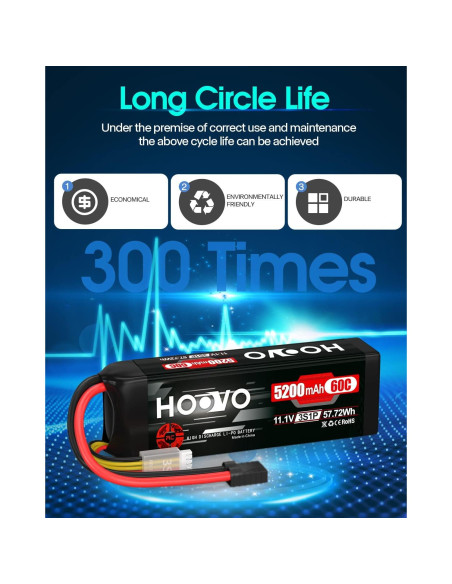 Batería LiPo HOOVO 11.1V 5200mAh 60C para RC