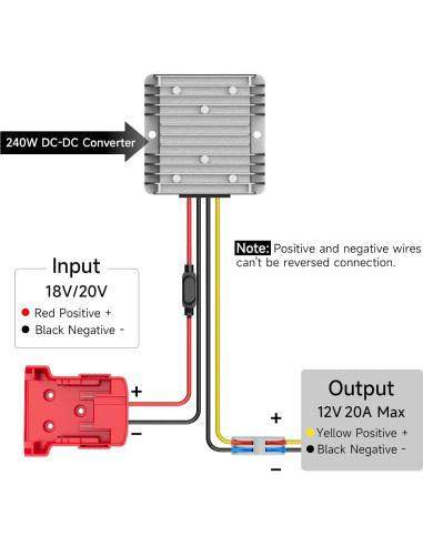 Convertidor de Voltaje Azocek 18V a 12V 20A con Fusible