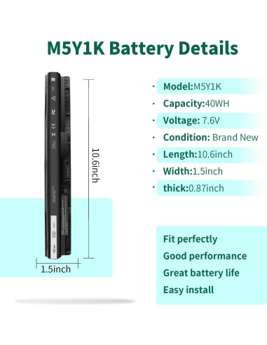 Batería Dell M5Y1K 40Wh 14.8V para Inspiron 14 15 17 Series