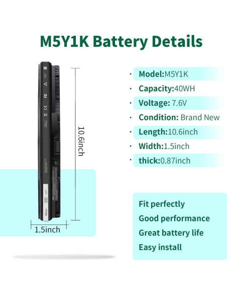 Batería Dell M5Y1K 40Wh 14.8V para Inspiron 14 15 17 Series